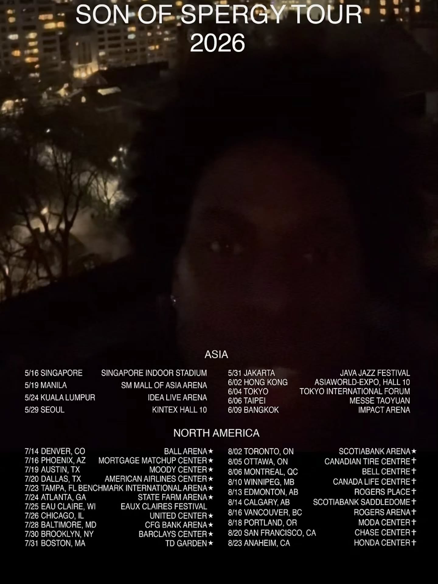 Daniel Caesar The Son of Spergy Tour Poster 2026